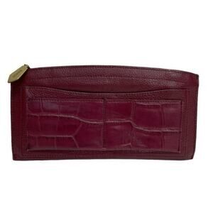 Vintage Treesje Leather Wallet burgundy maroon red zip